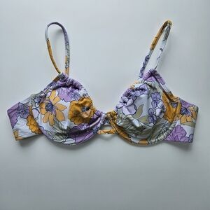 Cupshe Floral Bikini Top Lavender Mustard XL